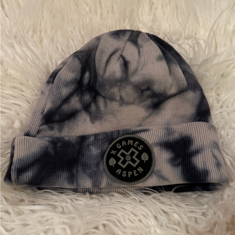 X Games Beanie- Black and Gray Marble Pattern
